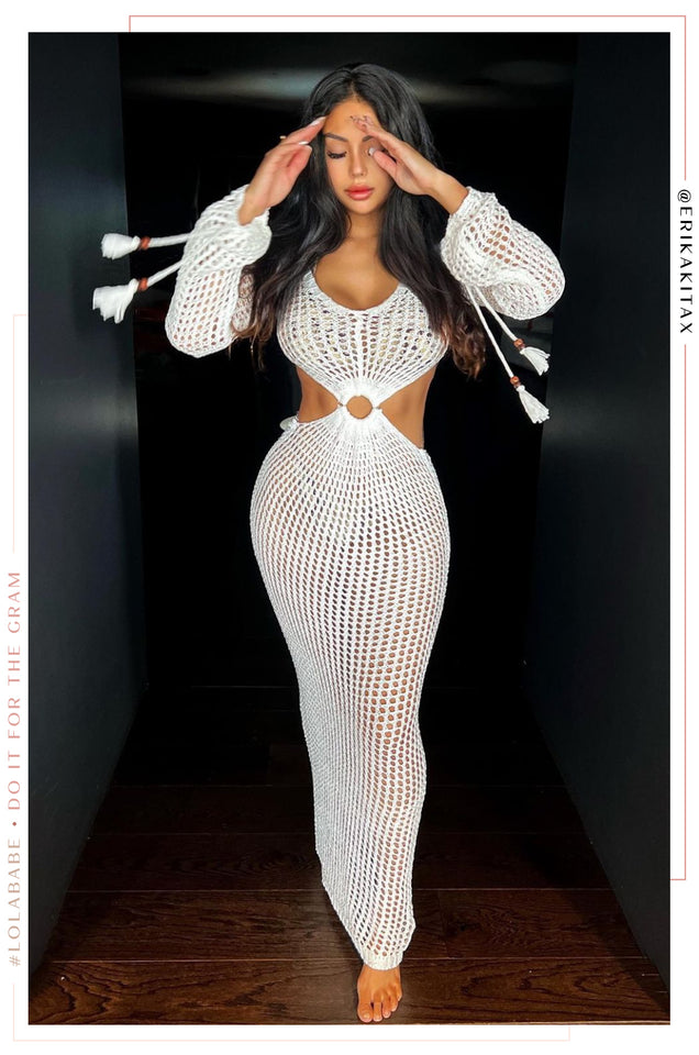Load image into Gallery viewer, White Maxi Crochet Dress
