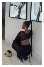 Load image into Gallery viewer, Long Sleeve Open Back Crochet Dress
