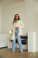 Load image into Gallery viewer, Cream Blazer Styled with Best and Denim Pant
