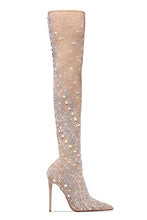 Load image into Gallery viewer, Nude Embellished Over The Knee Pointed Toe Boots

