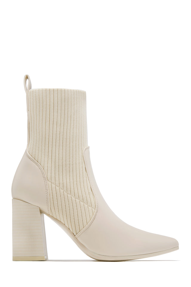 Nude block heel booties online