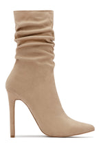 Load image into Gallery viewer, Solemate Ruched Detailed Ankle Heel Boots - Nude

