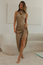 Load image into Gallery viewer, nude faux satin dress 
