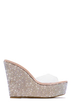 Load image into Gallery viewer, Nude Wedge Mules with Embellishments
