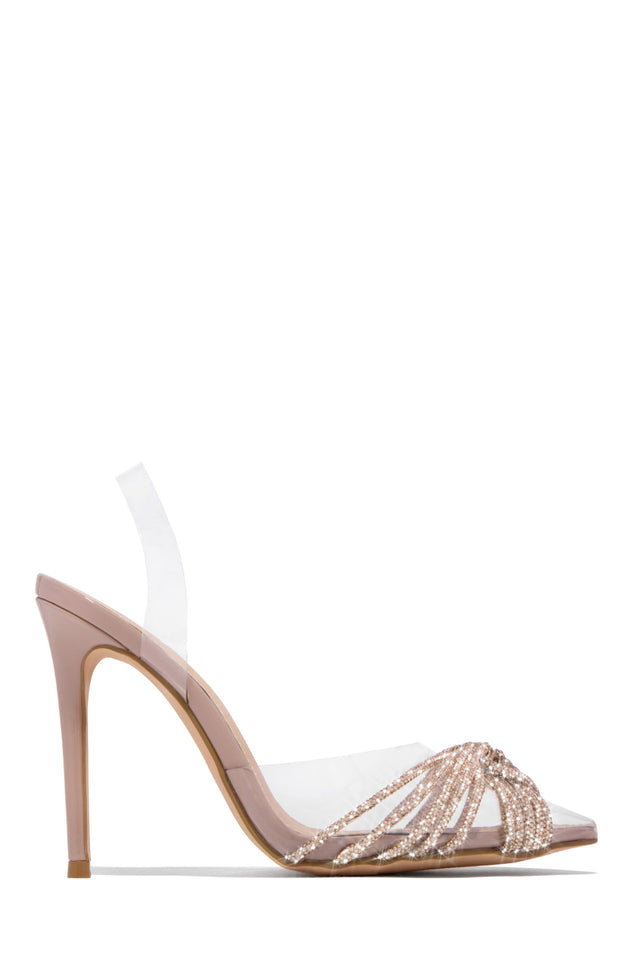 Load image into Gallery viewer, Anya Embellished Pointed Toe Pumps - Nude
