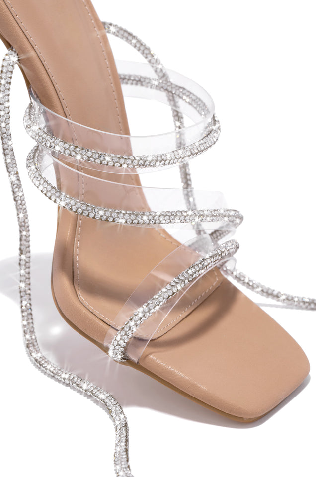 Load image into Gallery viewer, Nude Embellished Strap High Heels
