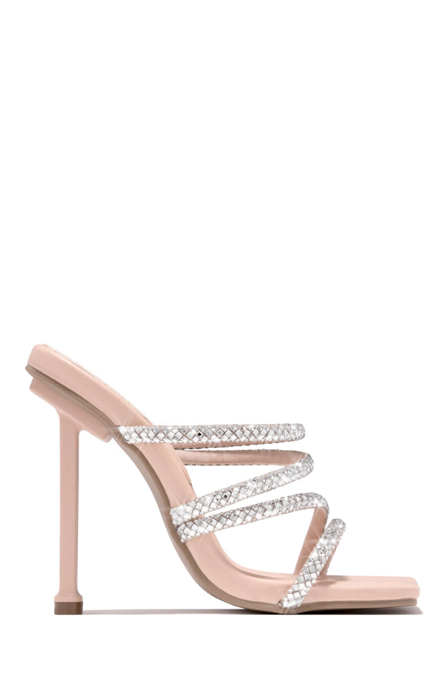 Load image into Gallery viewer, Nude Embellished Single Sole Mule Heels
