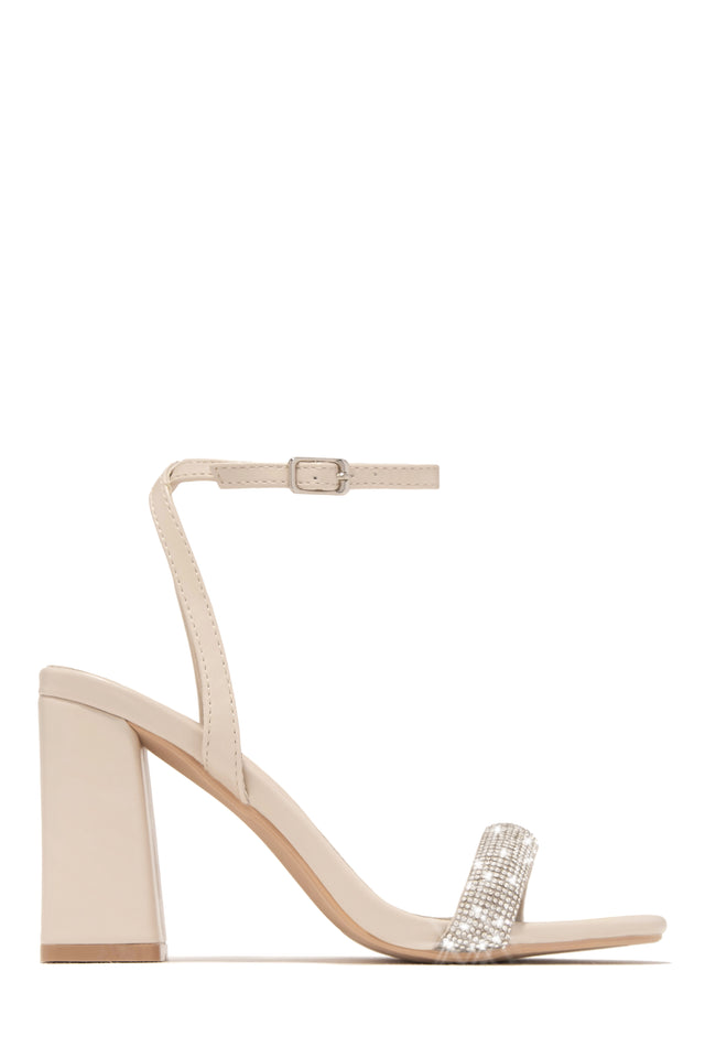 Load image into Gallery viewer, Nude Embellished Chunky Heel
