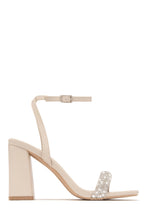 Load image into Gallery viewer, Nude Embellished Chunky Heel
