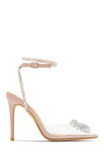 Load image into Gallery viewer, Nude Clear Heels with Heart Embellished Detailing
