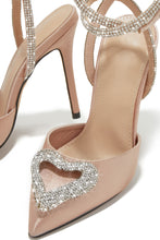Load image into Gallery viewer, Nude Embellished Heart Pumps
