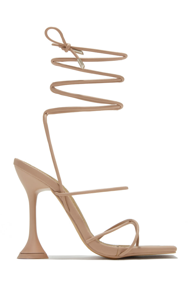 Load image into Gallery viewer, Nude Lace Up Single Sole Heels
