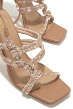 Load image into Gallery viewer, Nude Lace Up Open Toe Embellished Heels
