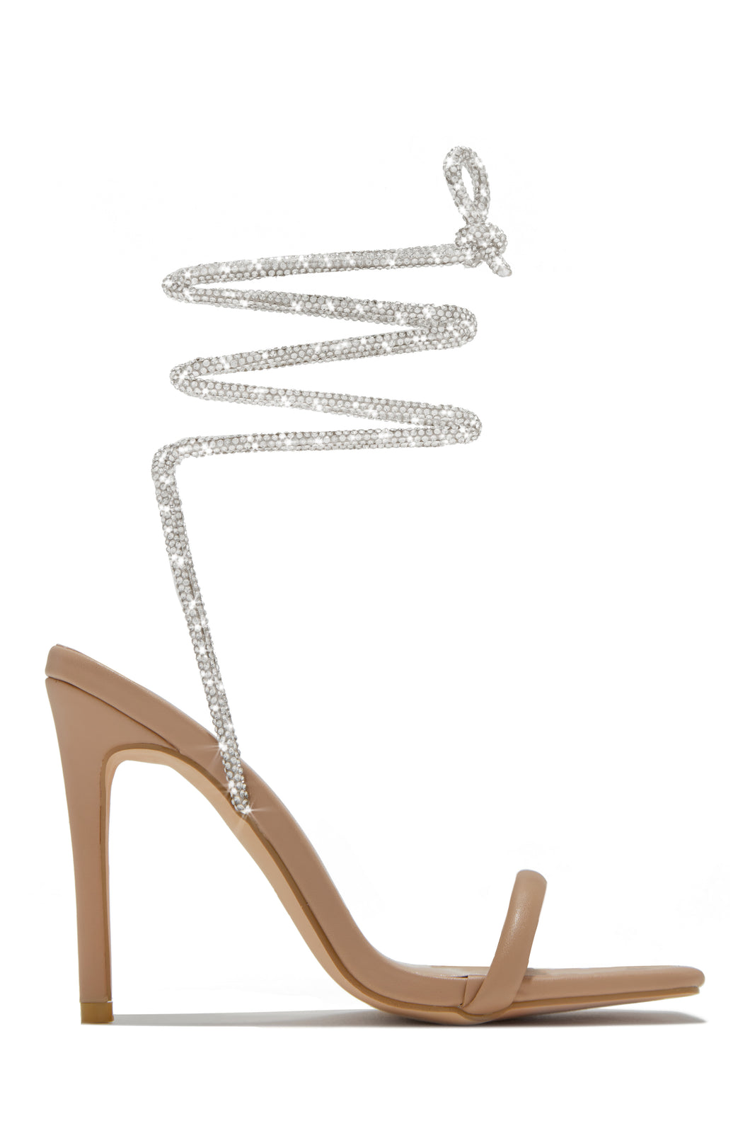 Pretty Girl Embellished Lace Up High Heels - Nude