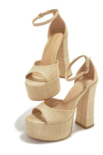 Load image into Gallery viewer, Baecation Platform Block High Heels - Natural
