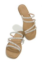 Load image into Gallery viewer, Nude Embellished Slip On Sandals
