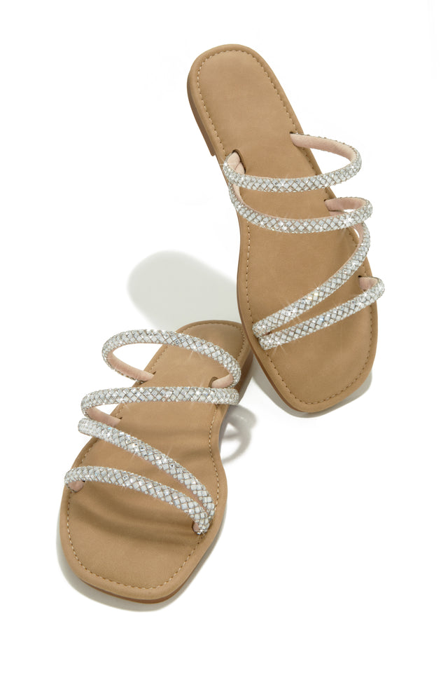 Load image into Gallery viewer, Nude Embellished Slip On Sandals
