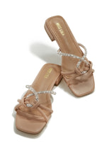 Load image into Gallery viewer, Nude Embellished Slip On Sandals

