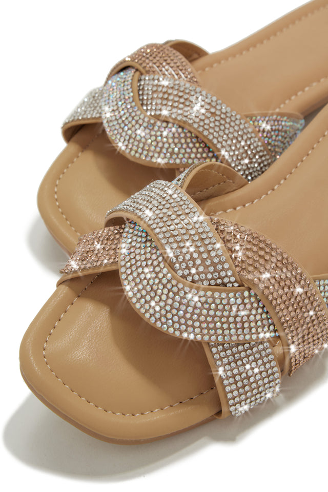 Load image into Gallery viewer, Nude Embellished Sandals
