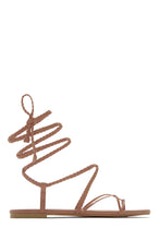 Load image into Gallery viewer, Nude Braided Strap Lace Up Sandals

