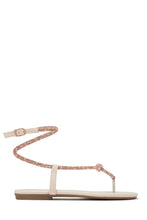 Load image into Gallery viewer, Nude Embellished Thong Strap Sandals
