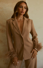 Load image into Gallery viewer, Faux Trim Feather Blazer
