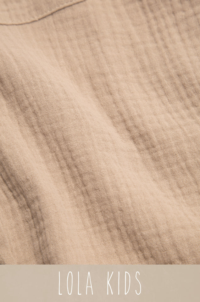 Load image into Gallery viewer, Crinkled Gauze Fabric Nude Top
