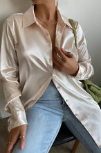 Load image into Gallery viewer, Satin Nude Long Sleeve Top
