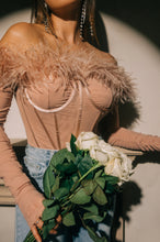 Load image into Gallery viewer, Faux Fur Nude Bodysuit Corset
