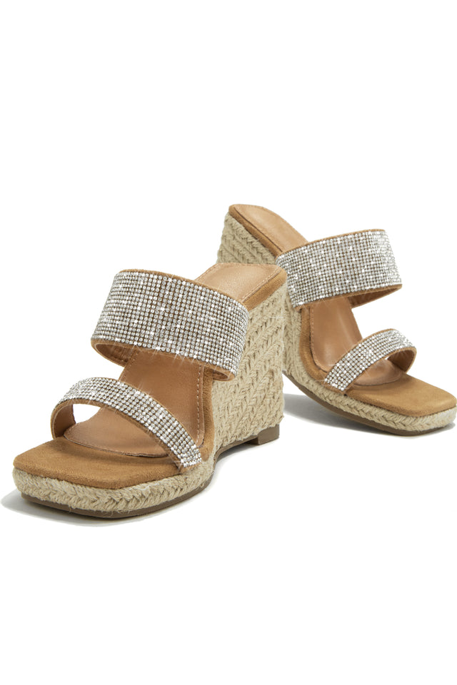 Load image into Gallery viewer, Nude Embellished Strap Heels

