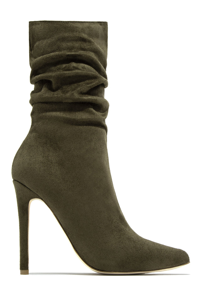 Tan ruched ankle outlet boots