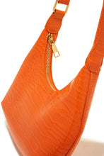 Load image into Gallery viewer, Orange Shoulder Bag with All-Around Embossed Croc Detailing

