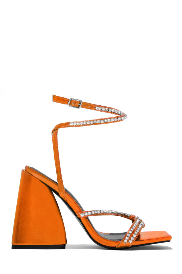 Load image into Gallery viewer, Orange Triangle Block Single Sole Heels

