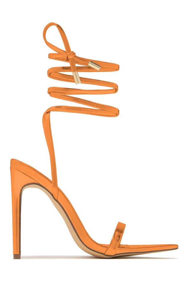 Load image into Gallery viewer, Orange Lace Up High Heels
