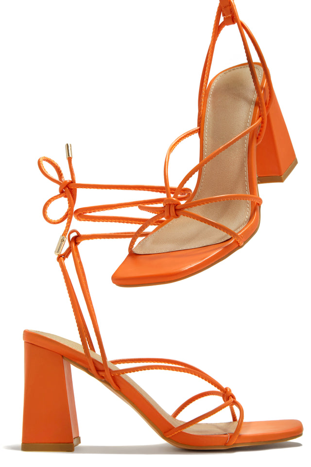 Load image into Gallery viewer, Orange Lace Up Heels
