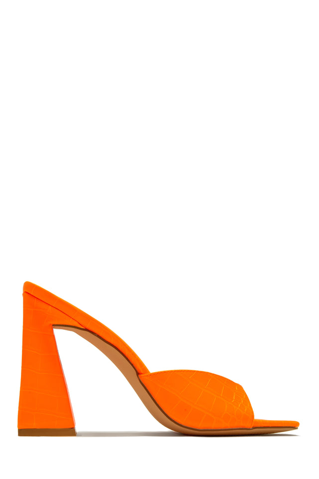 Load image into Gallery viewer, stunning orange block heel with open toe detail 
