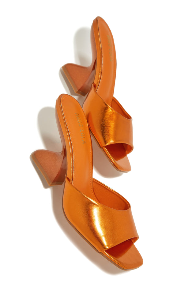 Load image into Gallery viewer, Racquel Mid Heel Mules - Orange
