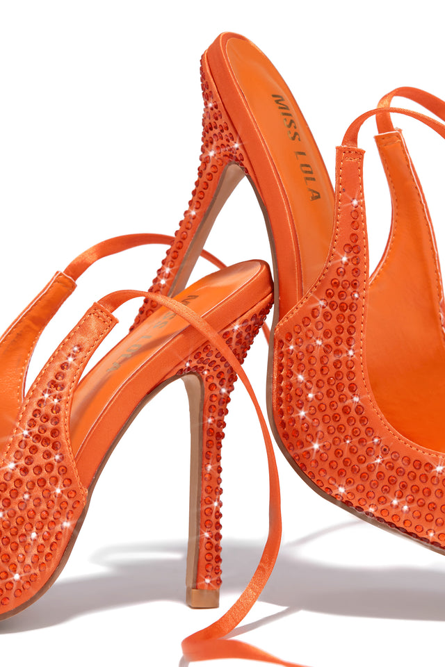 Load image into Gallery viewer, Orange Lace Up Heels 
