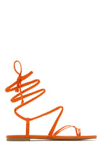 Load image into Gallery viewer, Orange Braided Strap Lace Up Sandals

