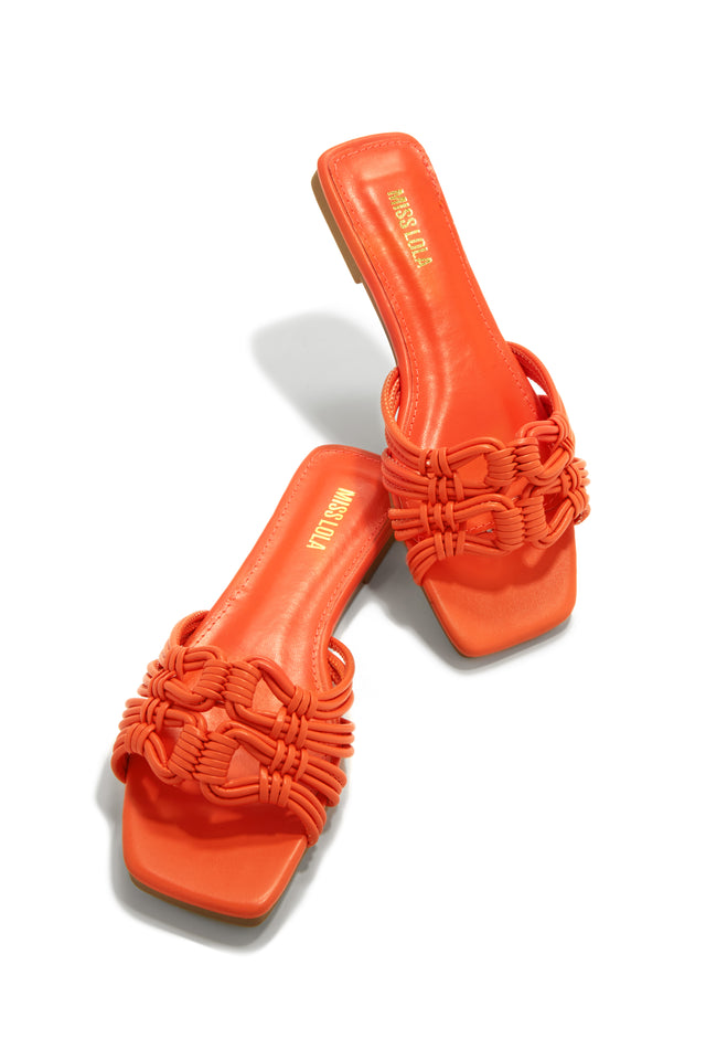 Load image into Gallery viewer, Orange Flat Slip On Sandals
