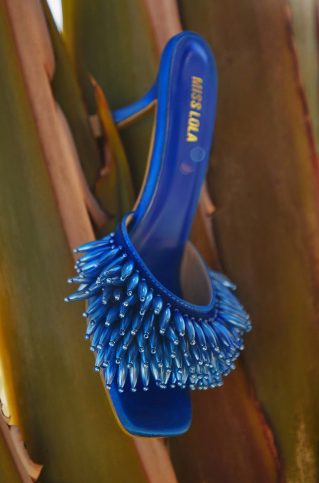 Load image into Gallery viewer, Blue Heel Mules
