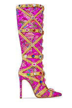 Load image into Gallery viewer, Multi Color Stone Embellished Heel Boot
