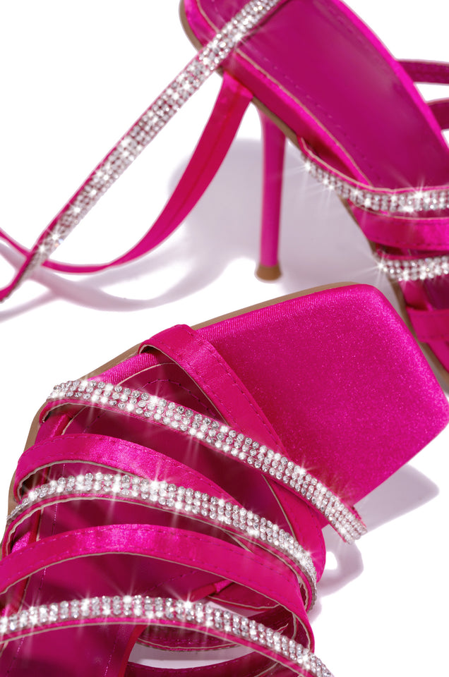 Load image into Gallery viewer, Pink Embellished Lace Up Heel 
