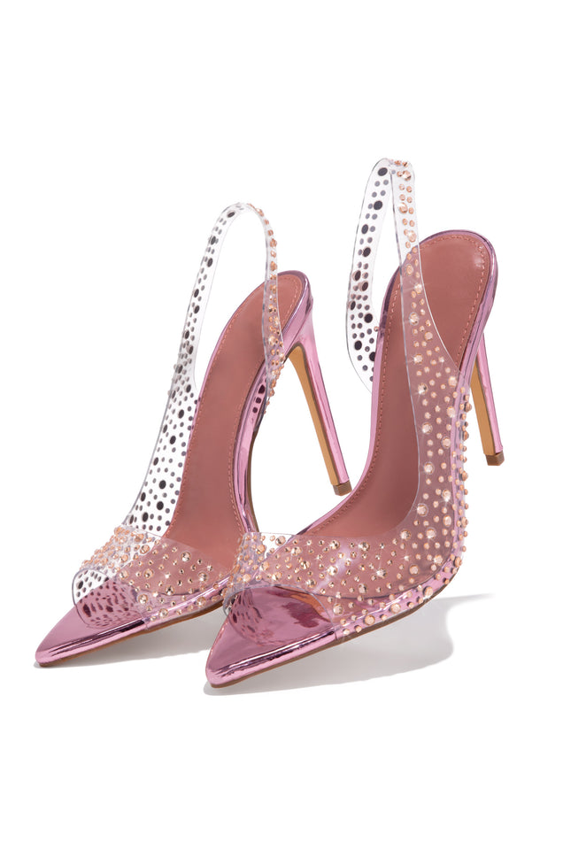 Load image into Gallery viewer, Embellished Slingback Pink Peep Toe Heels
