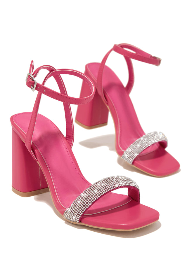 Load image into Gallery viewer, Pink Embellished Strap Single Sole Heels
