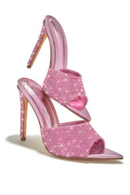 Load image into Gallery viewer, Pink Rhinestone High Heel Mules
