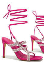 Load image into Gallery viewer, Pink Embellished Lace Up Heels
