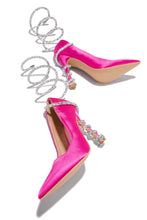 Load image into Gallery viewer, Pink Embellished Coil Strap Pumps
