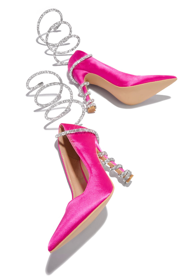 Load image into Gallery viewer, Pink Embellished Coil Strap Pumps

