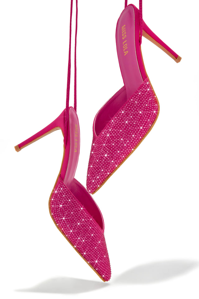 Load image into Gallery viewer, Bright Pink Lace Up Heels
